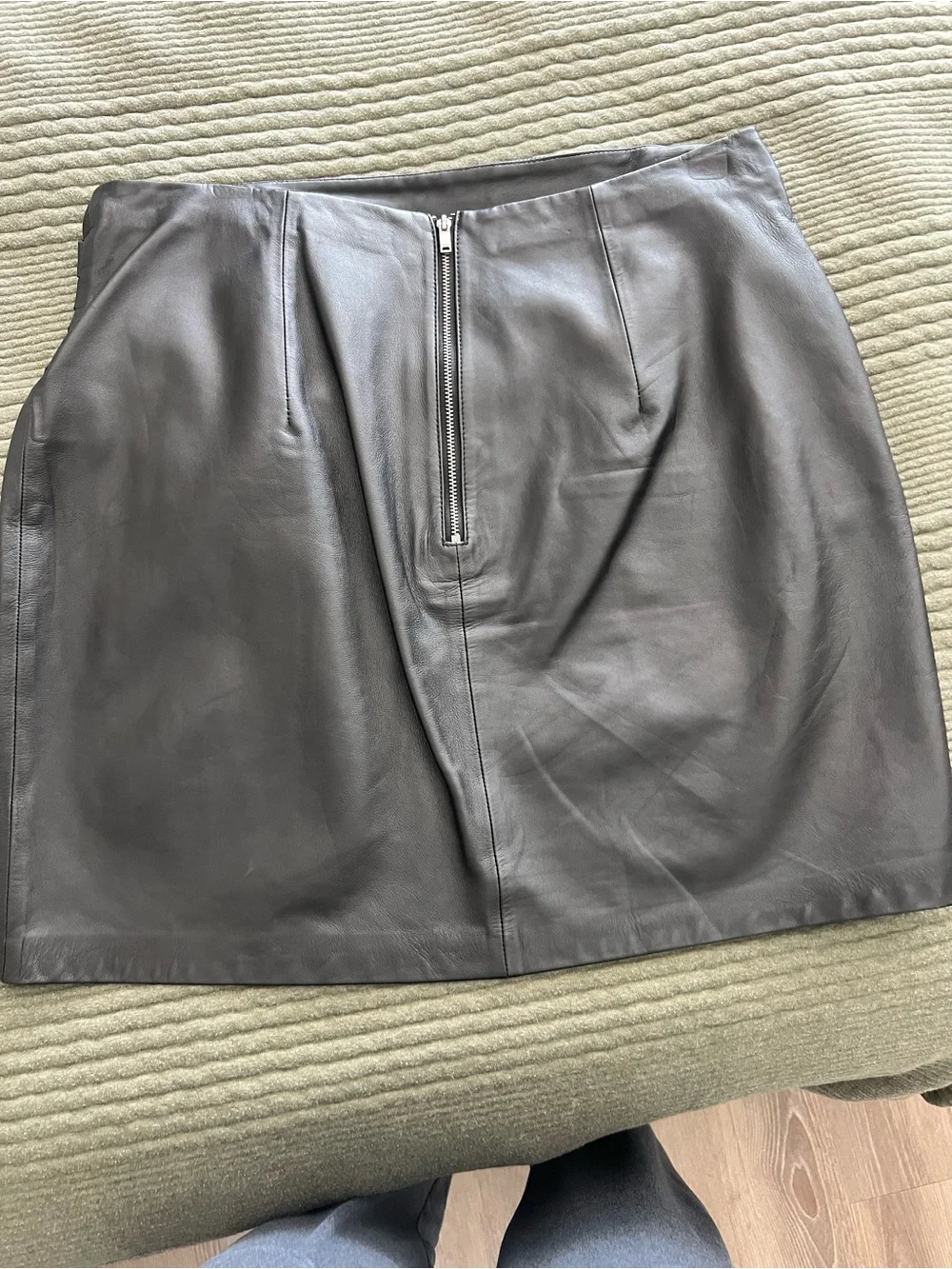 Reiss Black Leather Wrap Mini Skirt